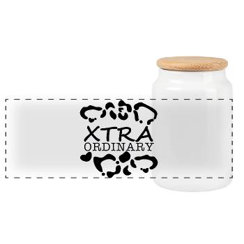XTRA ORDINARY Abstract - Panoramic Cookie Jar with Wooden Lid - white - Front