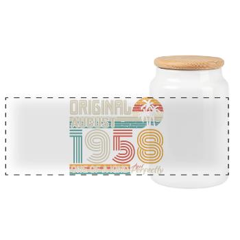 August 1958 anniversaire August 1958 cadeau - Boîte à biscuits avec couvercle en bois - blanc - Devant