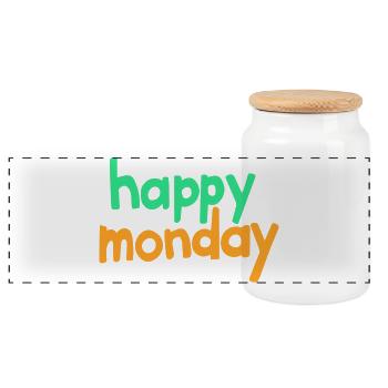 Joyeux lundi - Boîte à biscuits avec couvercle en bois - blanc - Devant