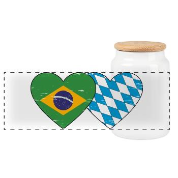 Brésil Bavière Drapeau Coeur utilisé - Boîte à biscuits avec couvercle en bois - blanc - Devant