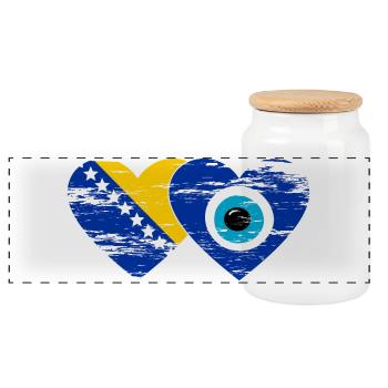 Bosnia Nazarpearl flag used - Panoramic Cookie Jar with Wooden Lid - white - Front