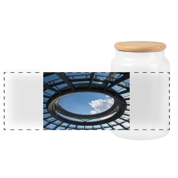Berlin Reichstag poster poster - Panoramic Cookie Jar with Wooden Lid - white - Front