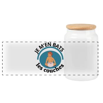 Je m en bats les couches - Boîte à biscuits avec couvercle en bois - blanc - Devant