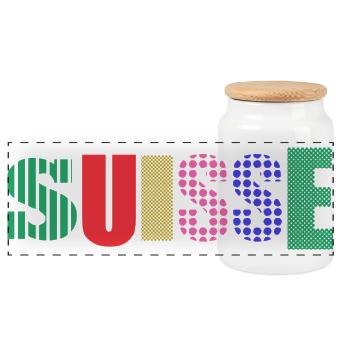 SUISSE - Boîte à biscuits avec couvercle en bois - blanc - Devant