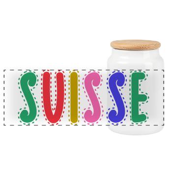 SUISSE. PAYS - Boîte à biscuits avec couvercle en bois - blanc - Devant