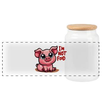 I'm not food - Panorama Keksdose mit Holzdeckel - Weiß - Vorne