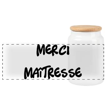 MERCI. MAÎTRESSE. MAÎTRE. MERCI MAÎTRESSE - Boîte à biscuits avec couvercle en bois - blanc - Devant