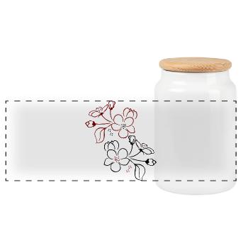 Blüten, Flowers - Panoramic Cookie Jar with Wooden Lid - white - Front