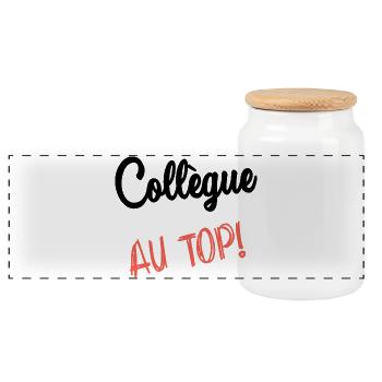 COLLEAGUE. START. EMPLOYMENT. HUMOR. MANAGER. CHIEF - Panoramic Cookie Jar with Wooden Lid - white - Front