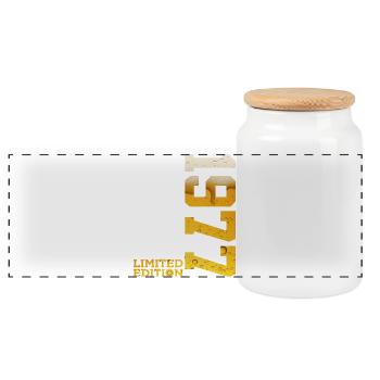 LIMITED EDITION 1977 BEER 49TH BIRTHDAY - Panoramic Cookie Jar with Wooden Lid - white - Front