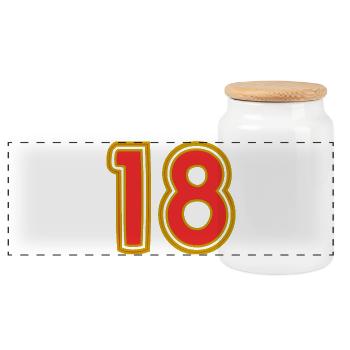 18. 18 YEARS OLD. 18th ANNIVERSARY. BIRTHDAY 18 YEARS. - Panoramic Cookie Jar with Wooden Lid - white - Front