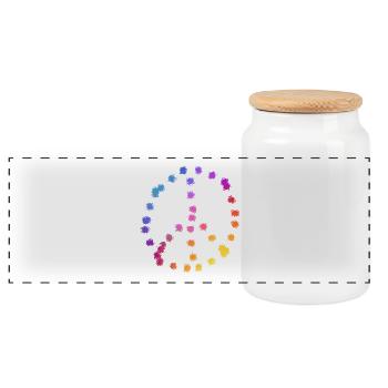 PEACESYMBOLYMUTICKOLOR - Panoramic Cookie Jar with Wooden Lid - white - Front