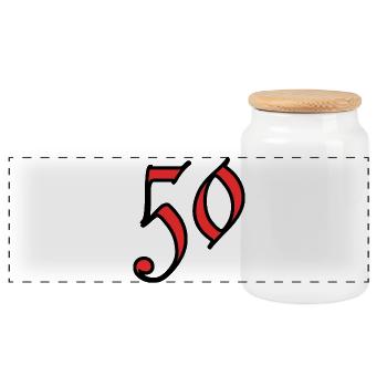 50. 50 YEARS. 50th ANNIVERSARY. 50 YEARS ANNIVERSARY. - Panoramic Cookie Jar with Wooden Lid - white - Front
