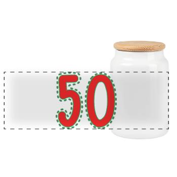 50. 50 YEARS. 50th ANNIVERSARY. 50 YEARS ANNIVERSARY. - Panoramic Cookie Jar with Wooden Lid - white - Front