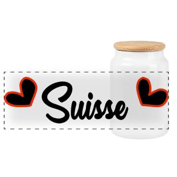 SUISSE. PAYS. GENEVE. SUISSE. HUMOUR. PAYS - Boîte à biscuits avec couvercle en bois - blanc - Devant