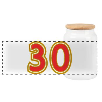30. 30 YEARS. 30th ANNIVERSARY. 30 YEARS ANNIVERSARY. - Panoramic Cookie Jar with Wooden Lid - white - Front