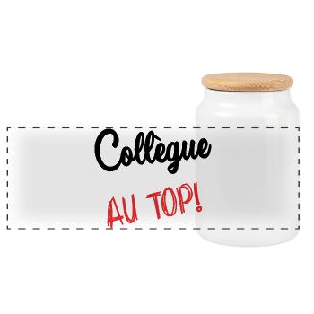 COLLEGUE. HUMOUR. RETRAITE. RETRAITE. RETRAITEE - Boîte à biscuits avec couvercle en bois - blanc - Devant