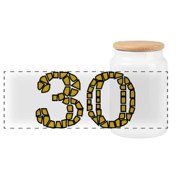 30. 30 YEARS. 30th ANNIVERSARY. 30 YEARS ANNIVERSARY. - Panoramic Cookie Jar with Wooden Lid - white - Front