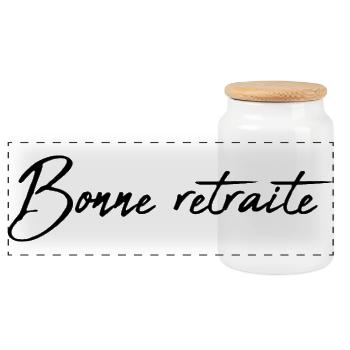 RETIREMENT. RETIREMENT. RETIRED. HAPPY RETIREMENT - Panoramic Cookie Jar with Wooden Lid - white - Front
