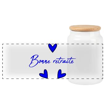 RETIREMENT. RETIREMENT. RETIRED. HAPPY RETIREMENT - Panoramic Cookie Jar with Wooden Lid - white - Front