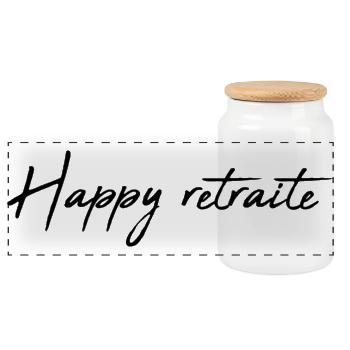 RETRAITE. RETRAITE. RETRAITEE. RETRAITE - Boîte à biscuits avec couvercle en bois - blanc - Devant