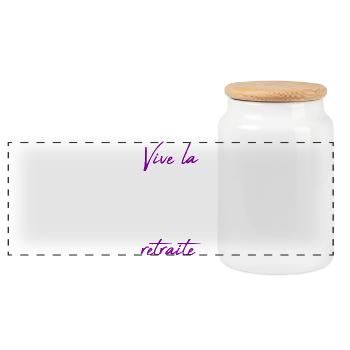RETIREMENT. RETIREMENT. RETIRED. HAPPY RETIREMENT - Panoramic Cookie Jar with Wooden Lid - white - Front