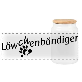 Löwchen-Bändiger - Panoramic Cookie Jar with Wooden Lid - white - Front