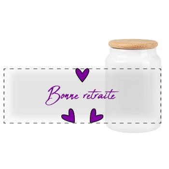 RETIREMENT. RETIREMENT. RETIRED. HAPPY RETIREMENT - Panoramic Cookie Jar with Wooden Lid - white - Front