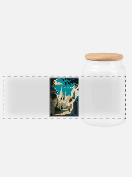 Alberobello Italien Vintage Reiseposter Souvenir - Panorama Keksdose mit Holzdeckel - Weiß