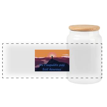 ne t'inquiète pas - Boîte à biscuits avec couvercle en bois - blanc - Devant