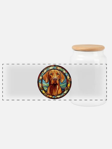 Vizsla Hunderasse Aquarellglas - Panorama Keksdose mit Holzdeckel - Weiß