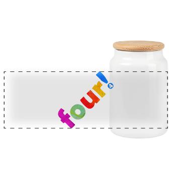 FOUR 4 YEARS 4TH BIRTHDAY - Panoramic Cookie Jar with Wooden Lid - white - Front