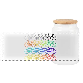 Ride a bike - Panoramic Cookie Jar with Wooden Lid - white - Front