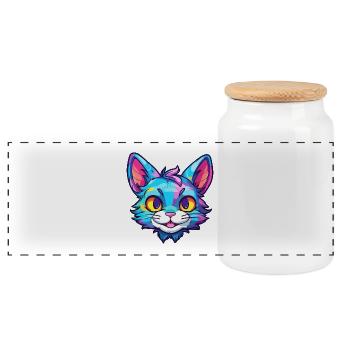 Pixie Bob Katze Rasse Aquarell Cartoon Kawaii Haustier - Panorama Keksdose mit Holzdeckel - Weiß - Vorne