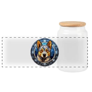 Australische Rinderhundrasse Aquarellglas - Panorama Keksdose mit Holzdeckel - Weiß - Vorne