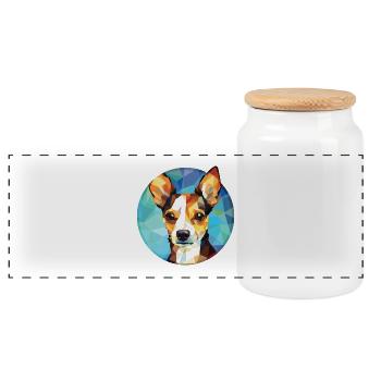 Spielzeug Foxterrier Hunderasse Aquarell Illustration - Panorama Keksdose mit Holzdeckel - Weiß - Vorne
