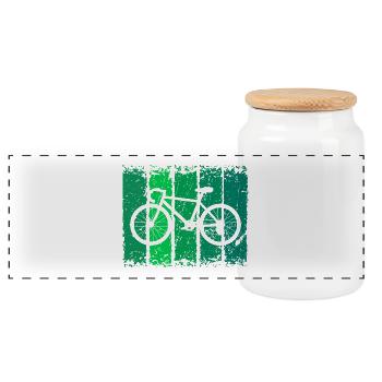 Fahrrad - Panorama Keksdose mit Holzdeckel - Weiß - Vorne