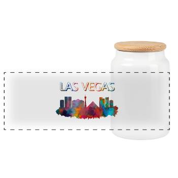 Las Vegas - Panorama Keksdose mit Holzdeckel - Weiß - Vorne