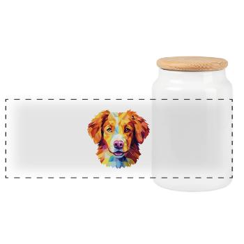 Nova Scotia Ente Tolling Retriever Hund Aquarell - Panorama Keksdose mit Holzdeckel - Weiß - Vorne