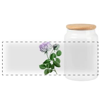 Pastellrose Botanikkunst-Print - Panorama Keksdose mit Holzdeckel - Weiß - Vorne