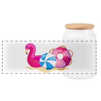 Badegadges in Pink - Panorama Keksdose mit Holzdeckel - Weiß - Vorne