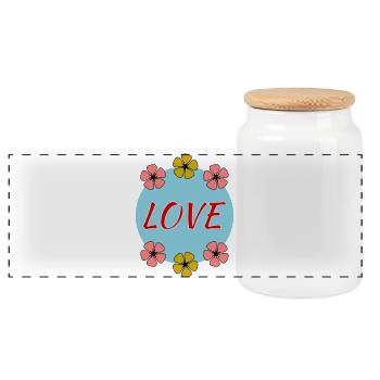 LIEBE. VALENTINSTAG. ICH LIEBE DICH. ICH LIEBE DICH. LIEBE - Panorama Keksdose mit Holzdeckel - Weiß - Vorne