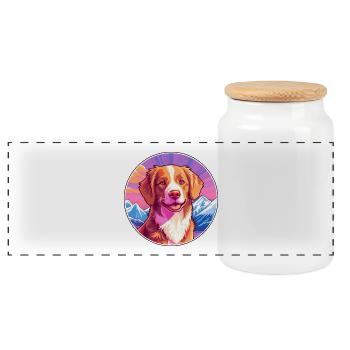 Nova Scotia Ente Tolling Retriever Hund Rasse Carto - Panorama Keksdose mit Holzdeckel - Weiß - Vorne