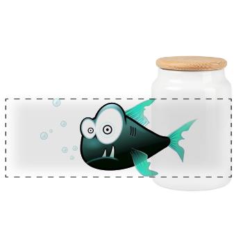Blubberfisch Cartoon Teal - Panorama Keksdose mit Holzdeckel - Weiß - Vorne