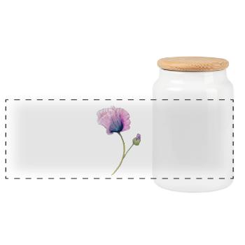 Blume - Panorama Keksdose mit Holzdeckel - Weiß - Vorne