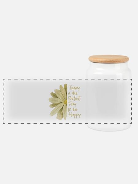Blume - Panorama Keksdose mit Holzdeckel - Weiß