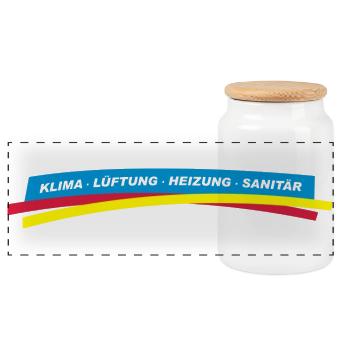 Klima Lüftung Heizung Sanitär - Panorama Keksdose mit Holzdeckel - Weiß - Vorne
