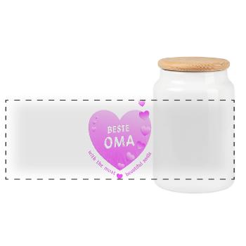 beste Oma - Panorama Keksdose mit Holzdeckel - Weiß - Vorne