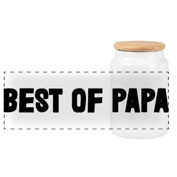 PAPA. VATERTAG. FROHER VATERTAG. ALLES GUTE ZUM GEBURTSTAG. - Panorama Keksdose mit Holzdeckel - Weiß - Vorne