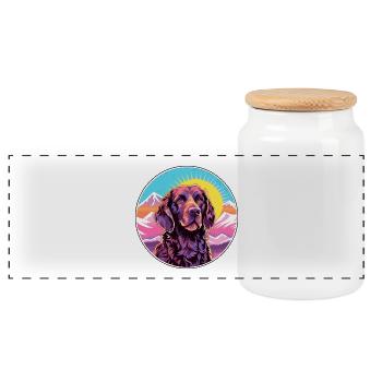 Pudelpointer Hunderasse Cartoon Kawaii Aquarell - Panorama Keksdose mit Holzdeckel - Weiß - Vorne